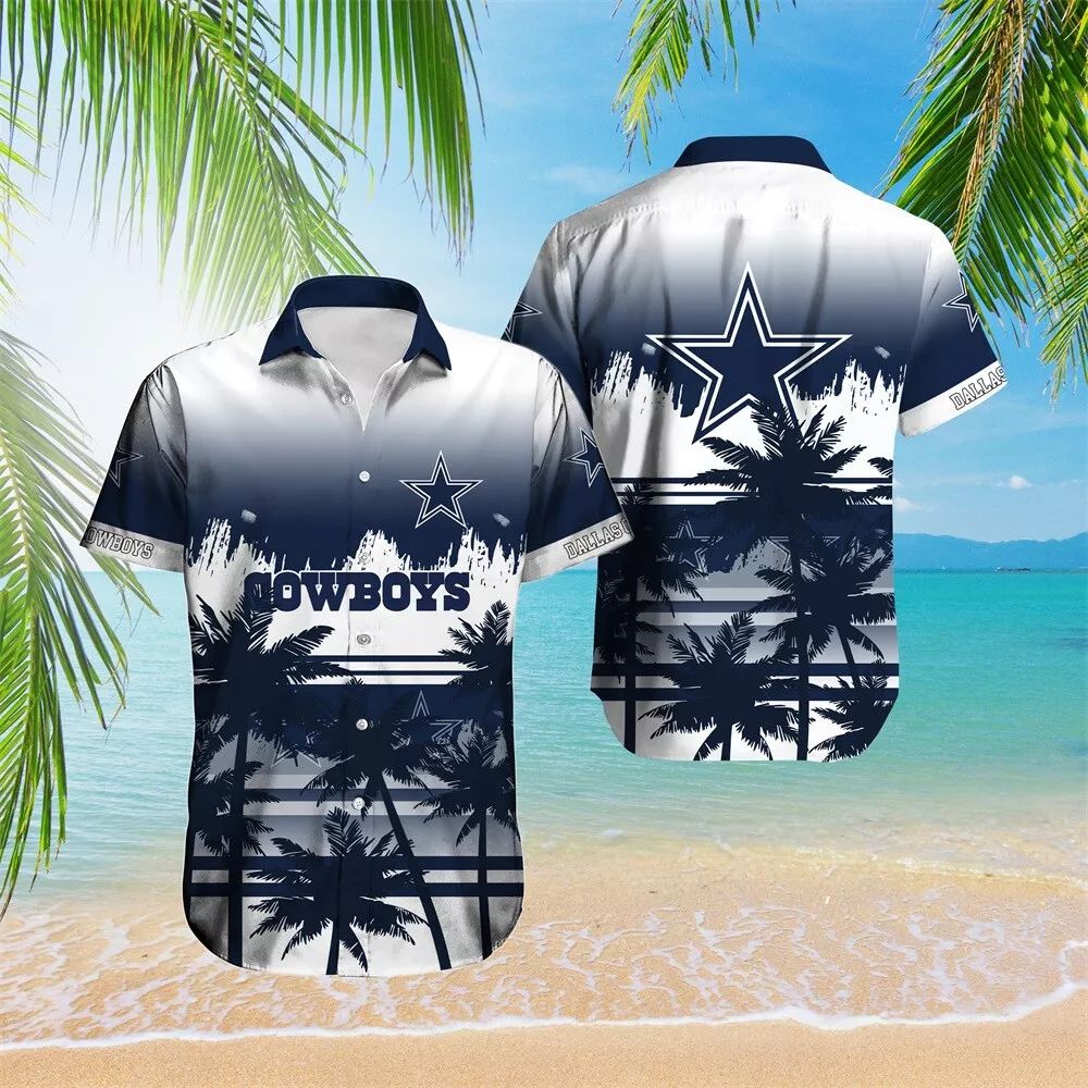 Dallas Cowboys Hawaiian Shirt Gradient Palms Design 388345