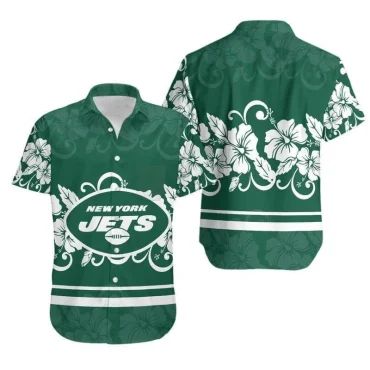 New York Jets Tropical Hibiscus Hawaiian Shirt