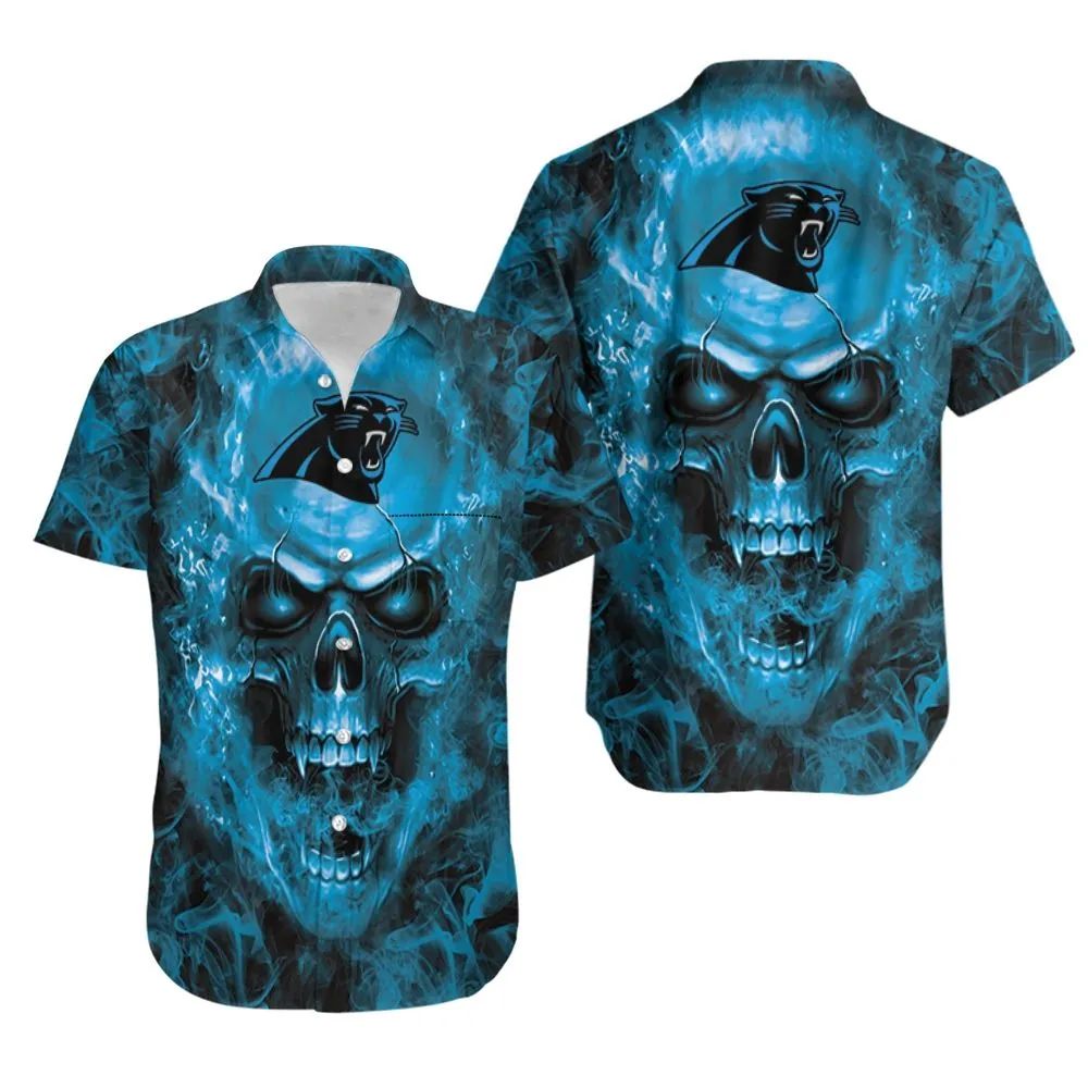 Carolina Panthers Hawaiian Shirt Skull Storm Design 492411