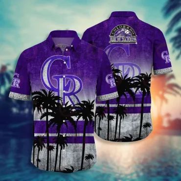 Colorado Rockies Sunset Palm Hawaiian Shirt