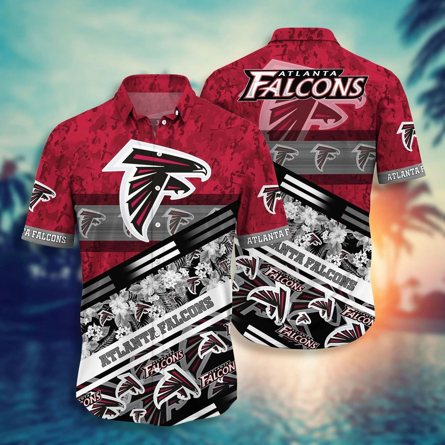 Atlanta Falcons Hawaiian Shirt Floral Stripes Design 660315