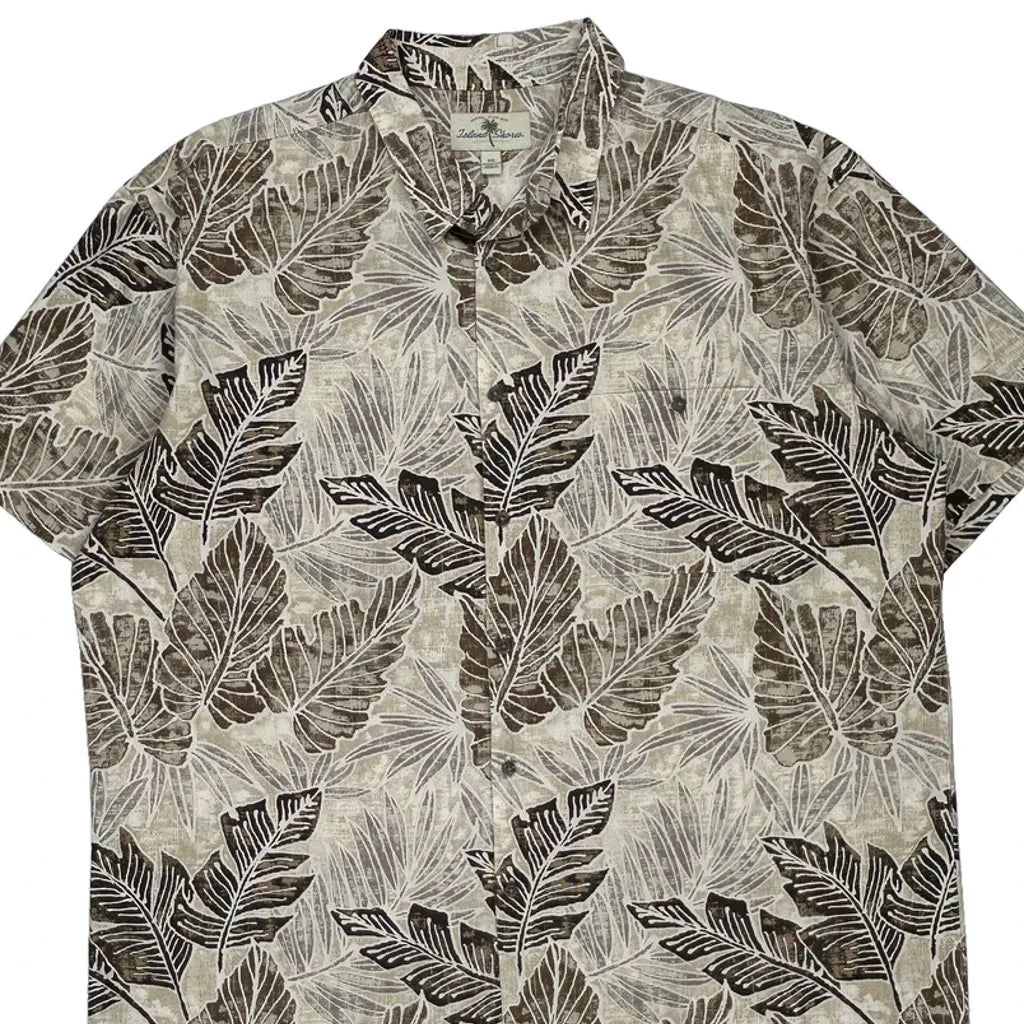 Island Shores Hawaiian Shirt - 2XL Beige Cotton