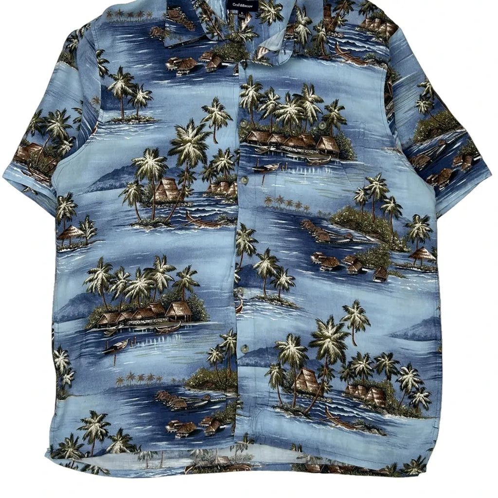 Croft & Barrow Hawaiian Shirt - Large Blue Cotton