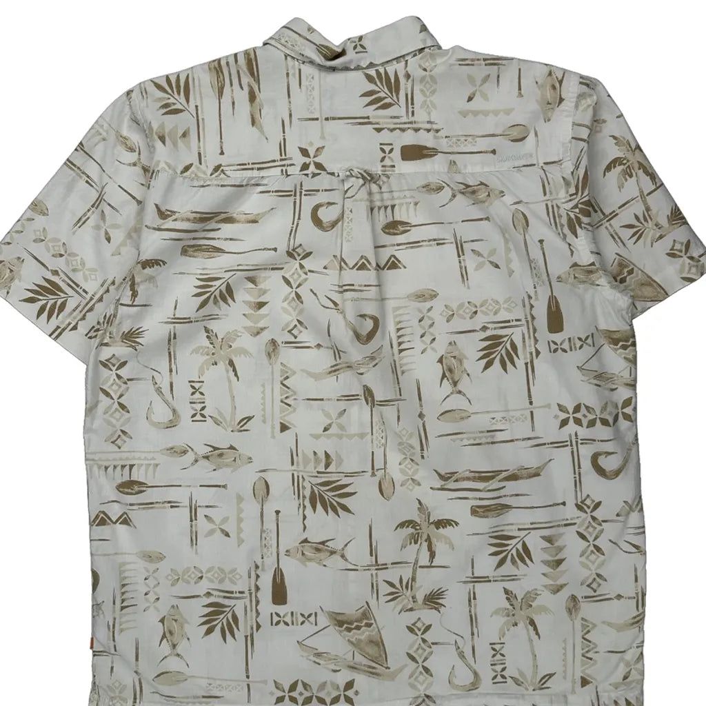 Tommy Bahama Hawaiian Shirt - Large Beige Cotton