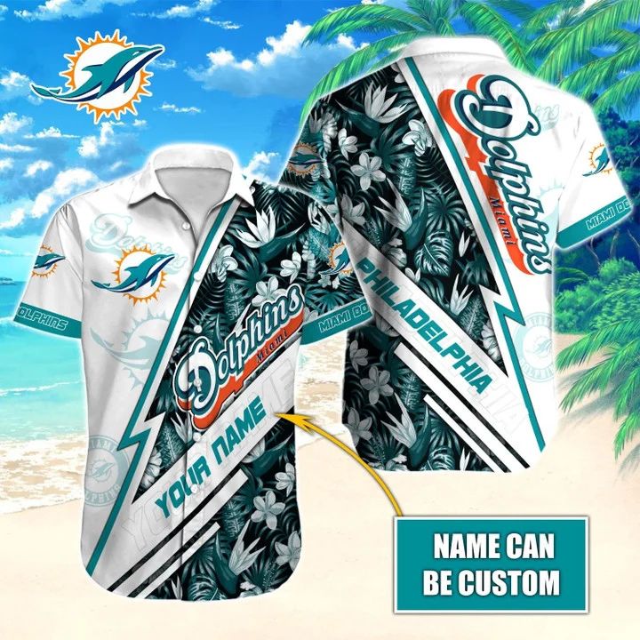 Miami Dolphins Hawaiian Shirt Custom Lightning Strike Design