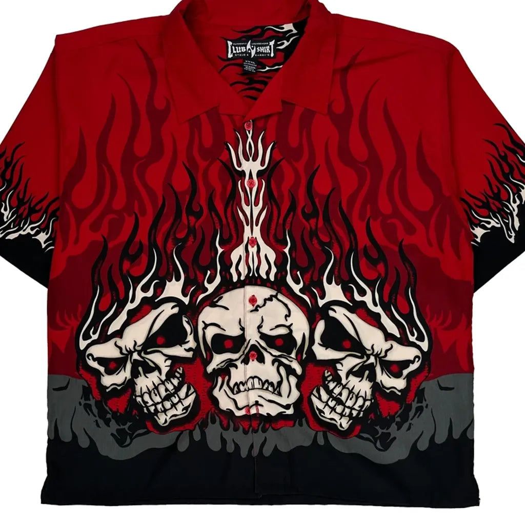 Y2K Steve & Barry Graphic Hawaiian Shirt - 3XL Red Polyester