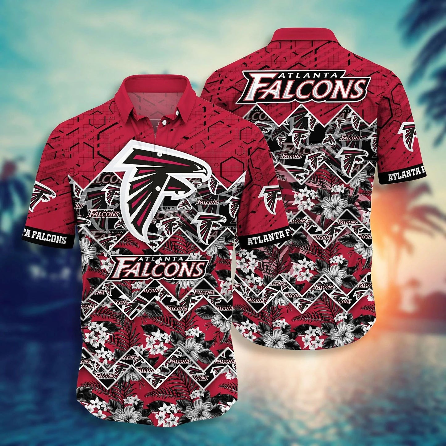 Atlanta Falcons Hawaiian Shirt Geometric Tropics Design 402280