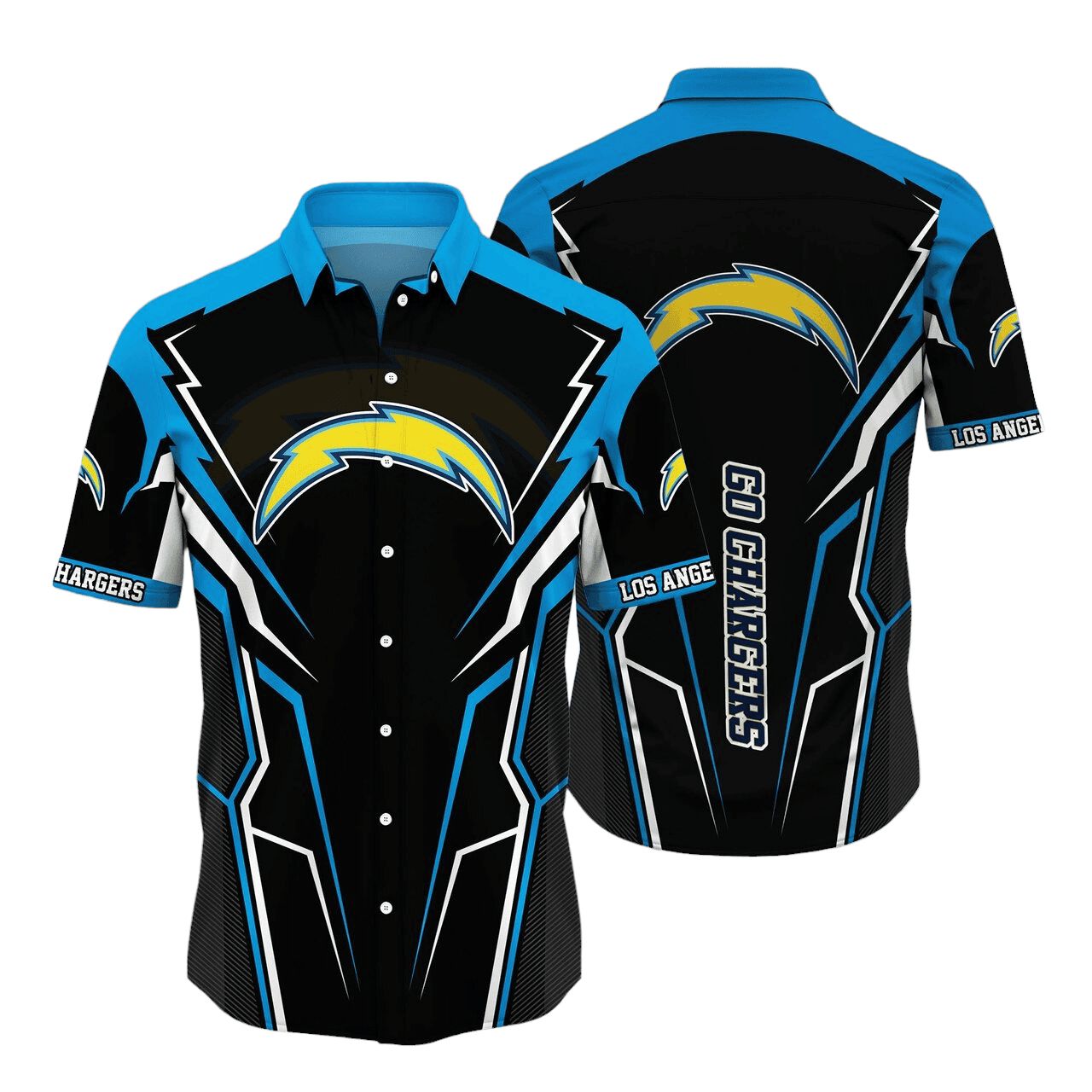 Los Angeles Chargers Hawaiian Shirt Electric Surge Design by