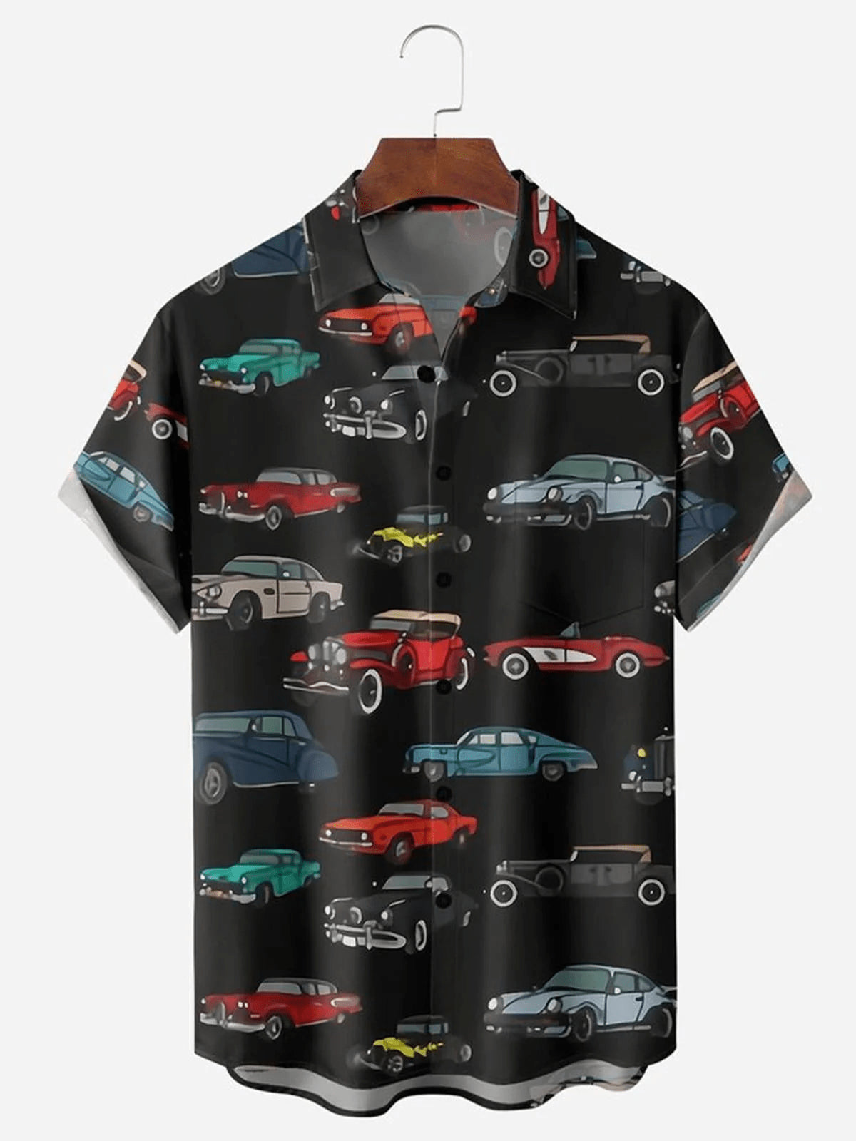 Vintage Car Chest Pocket Men's Trendy Hawaiian Shirts