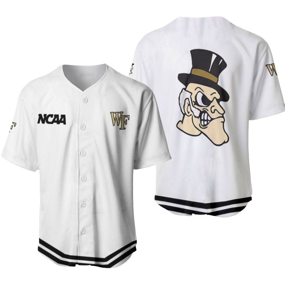 Wake Forest Demon Deacons Classic White With Mascot Gift For Wake Forest Demon Deacons Fans Baseball Jersey Gifts for Fans - lylyprint.com