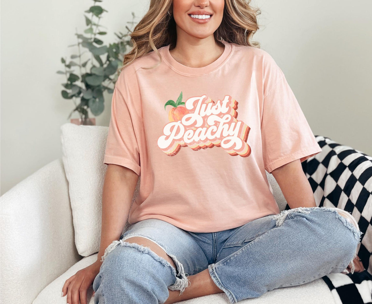 Peachy Retro Comfort Colors Unisex T-shirt, Sweatshirt, Hoodie (1)