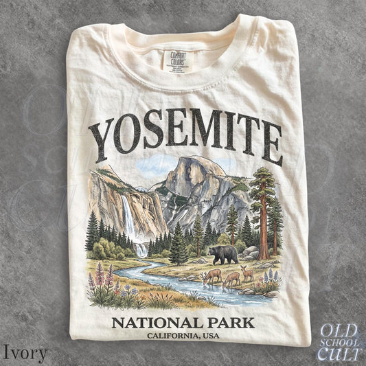 Yosemite National Park Vintage 90s Retro Comfort Colors California Wildlife Bear Usa Tee (1)