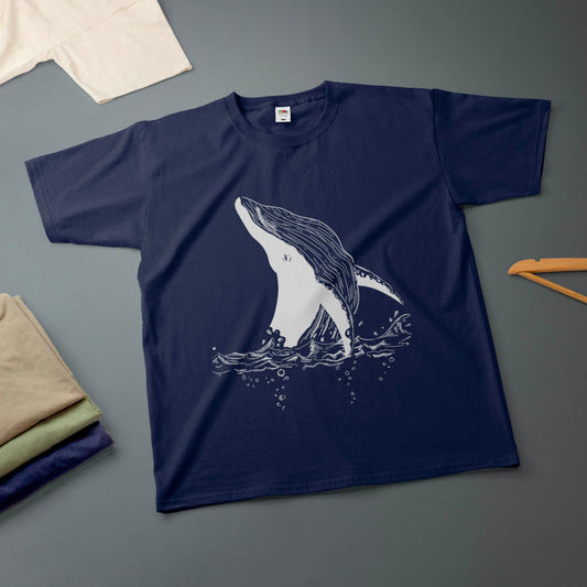 Whale Ink Drawing Various Sizes Colours Tee Unisex T-shirt, Sweatshirt, Hoodie (1)