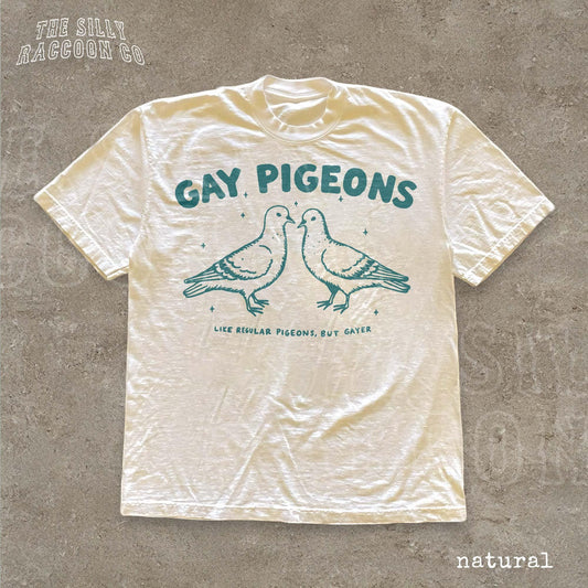 Gay Pigeons Comfort Colors Lgbtq Pride Tee Vintage Queer Inappropriate Sarcastic Humor (1)