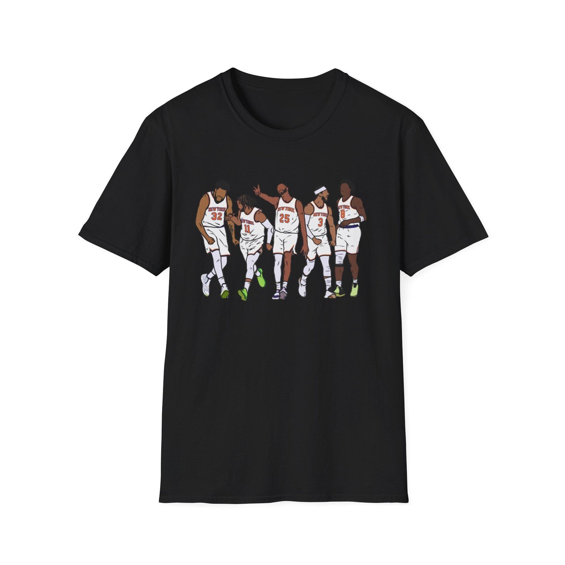 Knicks Starting Five Team York Art Squad Goals White Tee Softstyle Black Champs East (1)
