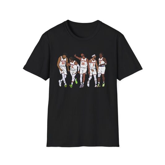 Knicks Starting Five Team York Art Squad Goals White Tee Softstyle Black Champs East (1)