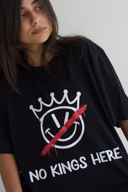 No Kings Here T-Shirt (Black) Hoodie, Sweatshirt | InkThreadWorks.com (Image 1)