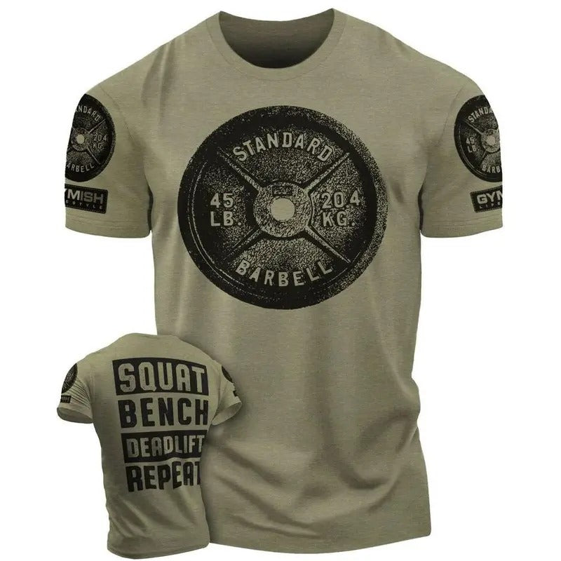 001. SQUAT, BENCH, DEADLIFT Funny Motivational Workout Gym T-Shirt for Men