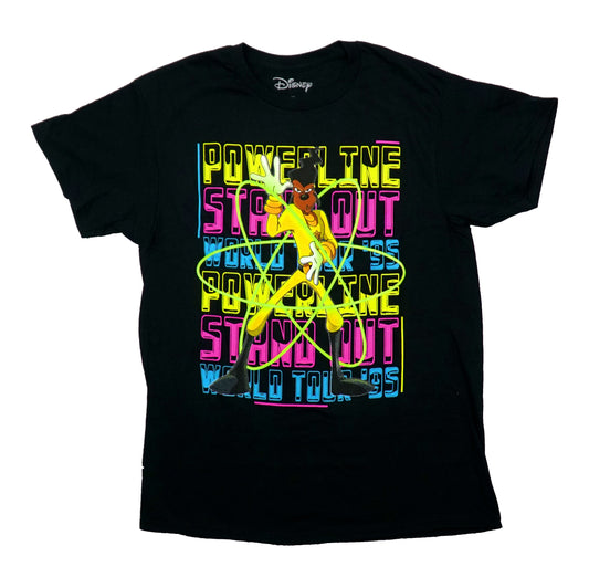 Powerline Mens T-Shirt -Neon Stand Out World Tour '95 on Front Cities