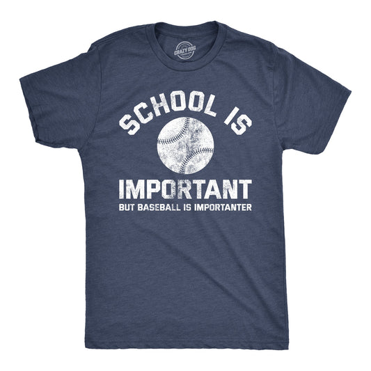 School Is Important But Baseball Is Importanter Men's T Shirt Hoodie, Sweatshirt | InkThreadWorks.com (Image 1)