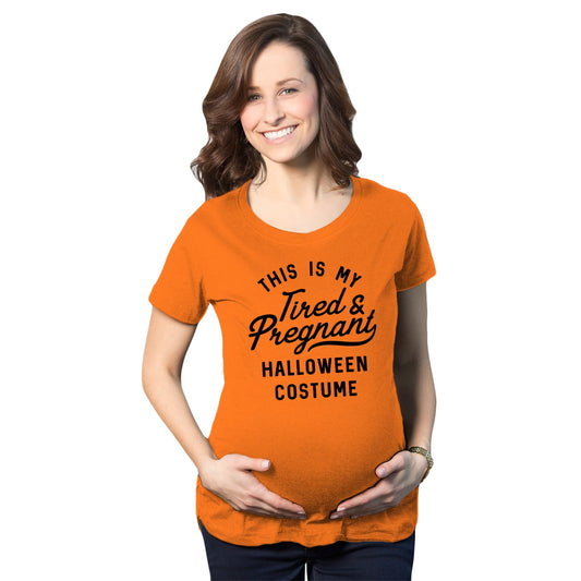 This Is My Tired And Pregnant Halloween Costume Maternity T Shirt Hoodie, Sweatshirt | InkThreadWorks.com (Image 1)