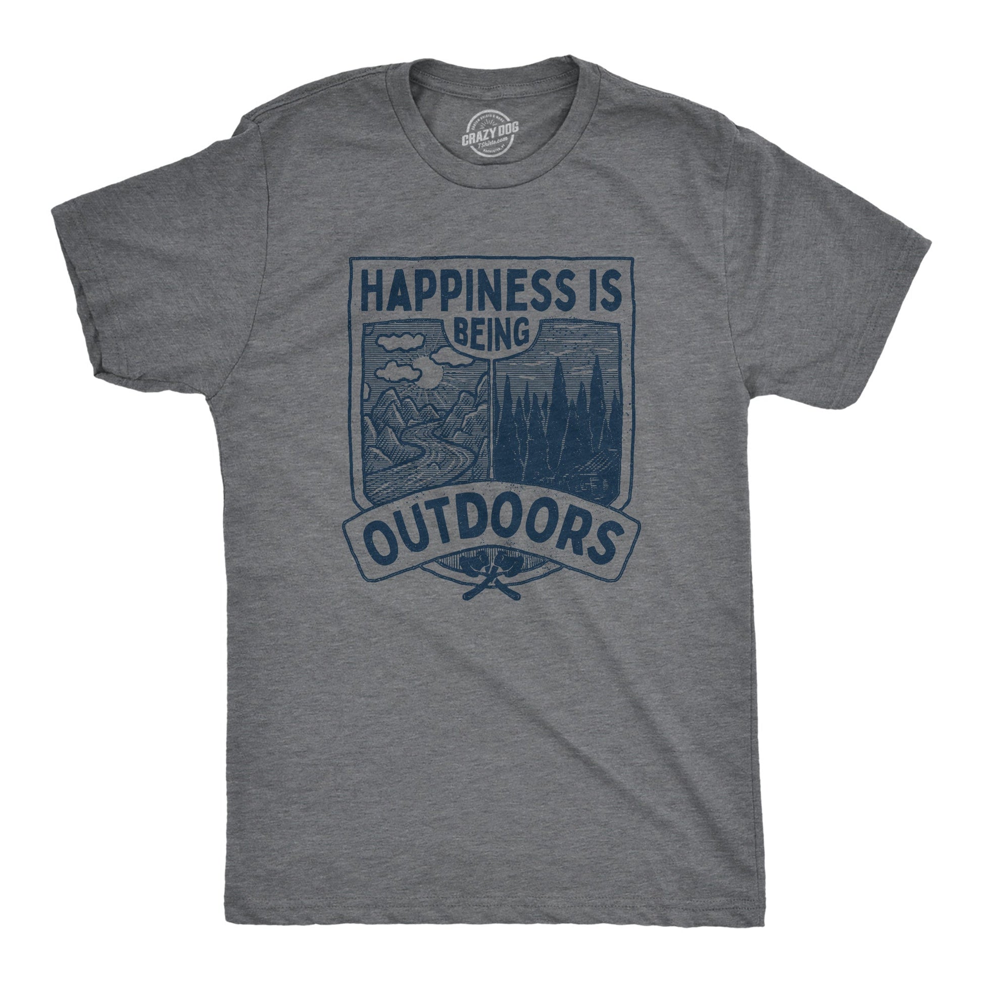 Hapiness Is Being Outdoors Men's T Shirt Hoodie, Sweatshirt | InkThreadWorks.com (Image 1)