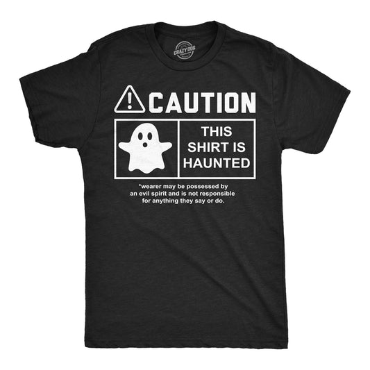Caution This Shirt Is Haunted Men's T Shirt Hoodie, Sweatshirt | InkThreadWorks.com (Image 1)