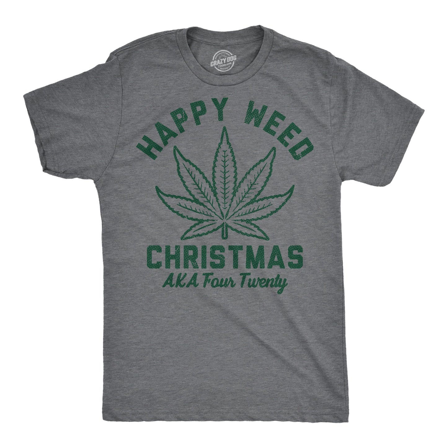 Happy Weed Christmas Men's T Shirt Hoodie, Sweatshirt | InkThreadWorks.com (Image 1)