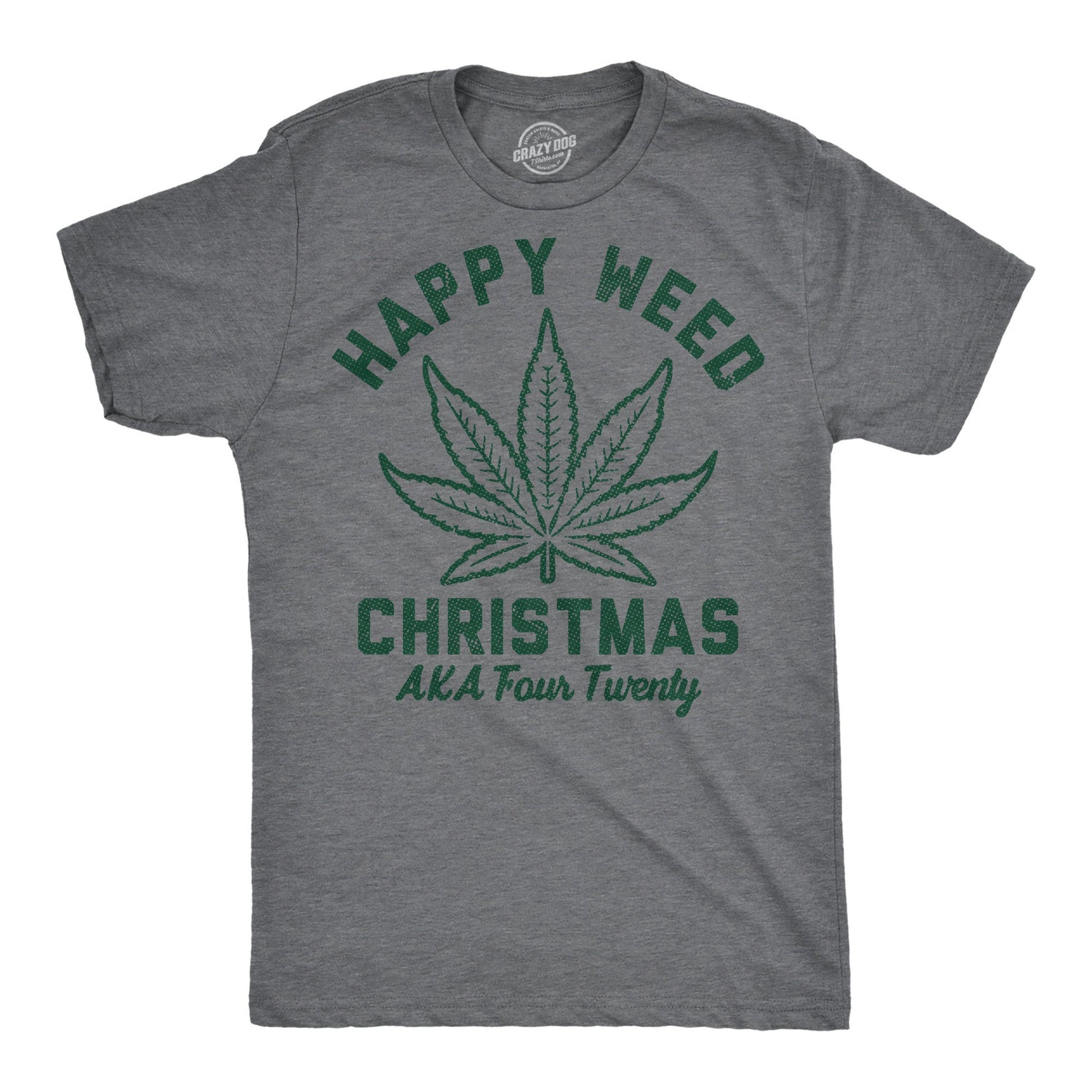 Happy Weed Christmas Men's T Shirt Hoodie, Sweatshirt | InkThreadWorks.com (Image 1)