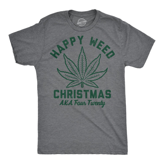 Happy Weed Christmas Men's T Shirt Hoodie, Sweatshirt | InkThreadWorks.com (Image 1)
