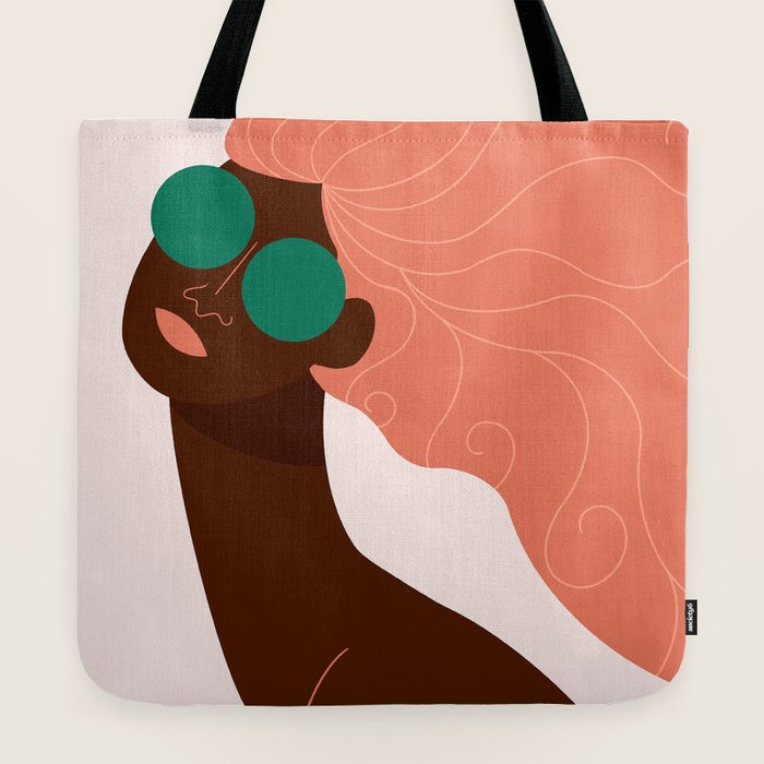 Abstract Woman, Green Sunglasses Tote Bag