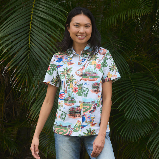 MLB® WOMEN'S CHICAGO CUBS SCENIC ALOHA SHIRT