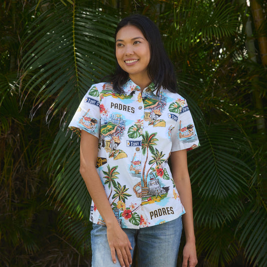 MLB® WOMEN'S SAN DIEGO PADRES SCENIC ALOHA SHIRT