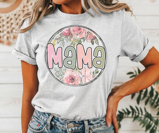 #036 - Mama Floral Flower - Print Unisex Crew neck Tee Shirt - Shirt Hoodie, Sweatshirt | InkThreadWorks.com