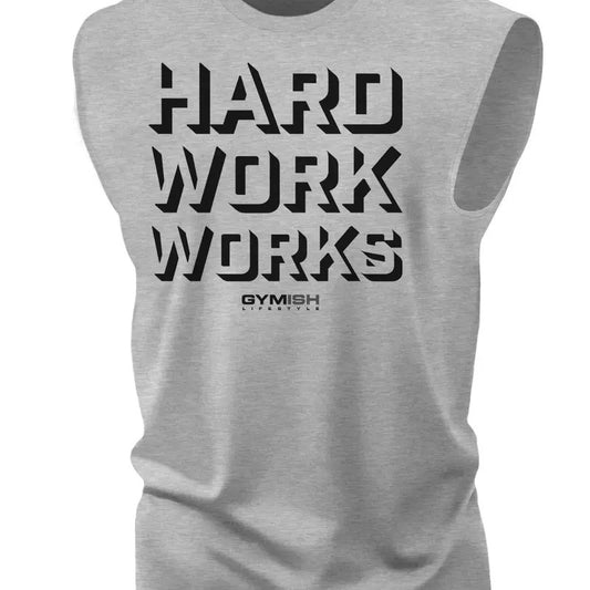 049. Hard Work Works Funny Workout Muscle Tank Top for Men