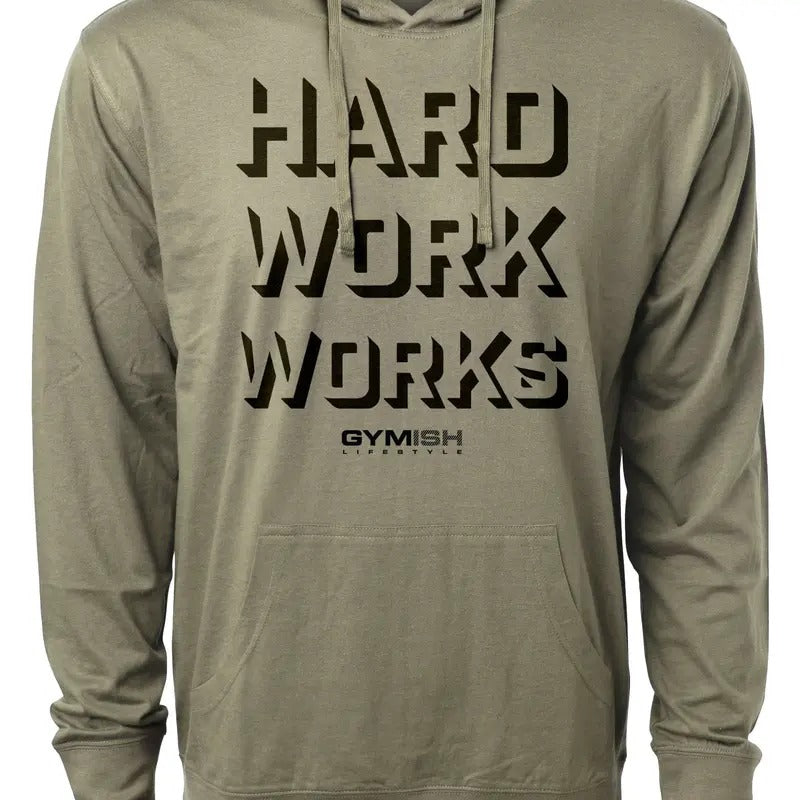 049. Hard Work Works Funny Workout Gym Hoodie for Men Soft Cotton Menswear
