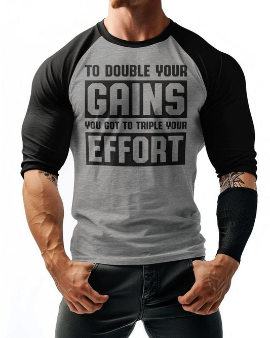 053. Double Your Gains Funny Workout Gym Hoodie for Men Cotton Menswear