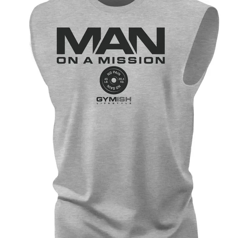 072. Man On a Mission Muscle Funny Workout Muscle Tank Top for Men
