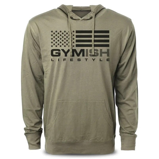 074. Gymish Flag Funny Workout Hoodie for Men