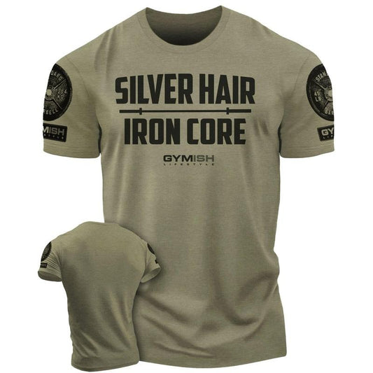 083. Silver Hair Iron Core Funny Workout Gym T-Shirts for Men