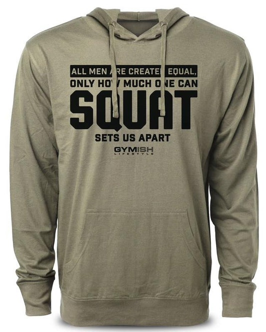 090. Created Equal Squat Funny Workout Gym Hoodie for Men Cotton Menswear