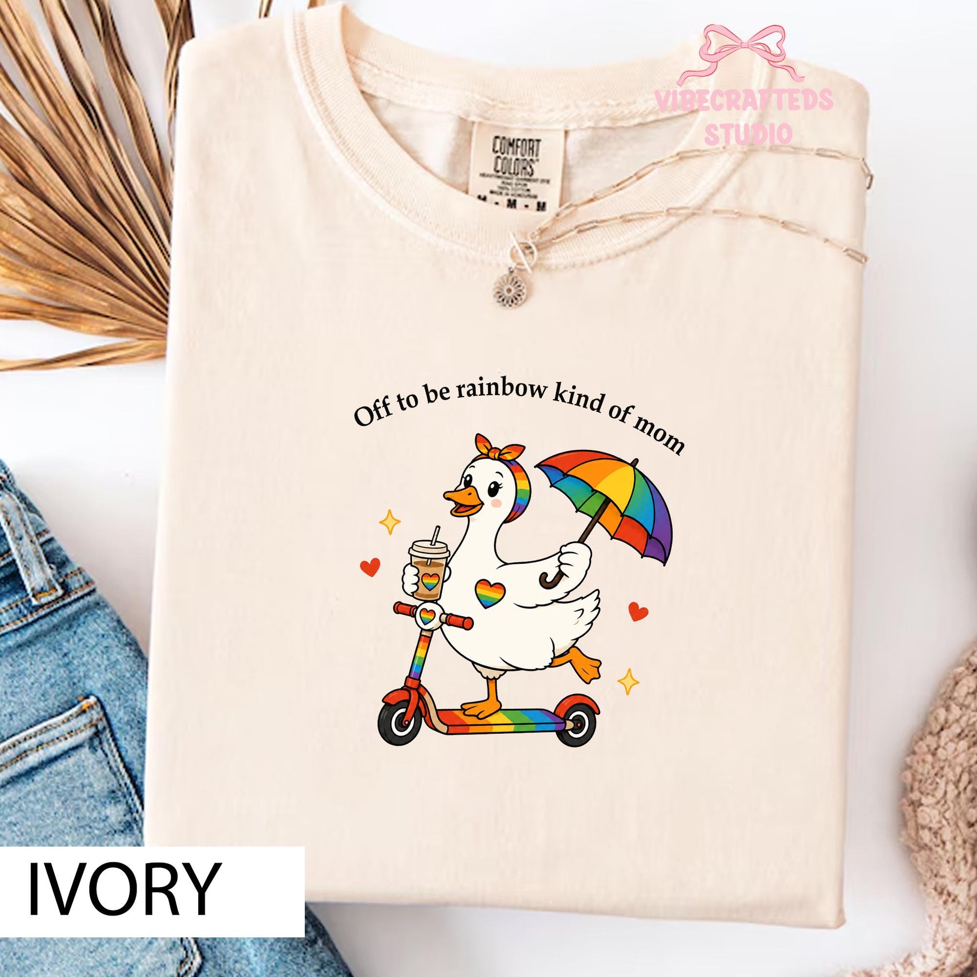 Off Rainbow Kind Mom Comfort Colors Lgbt Goose Mom Tee Rainbow Duck Pride Mom Retro Queer Mom (2)