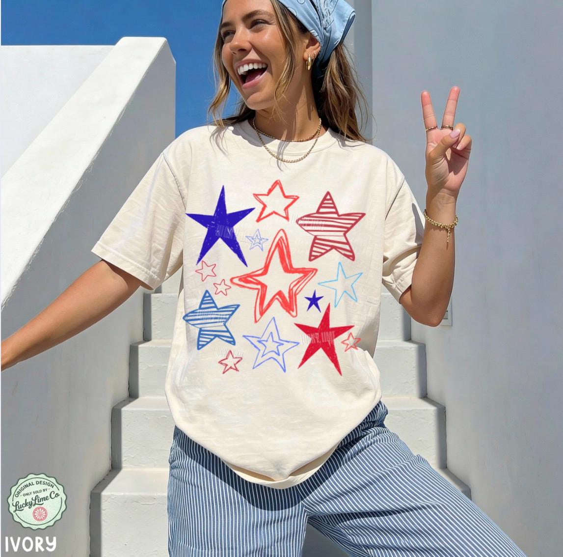Retro 4th July Stars Comfort Colors Patriotic Usa Tee 4th July Summer America (2)