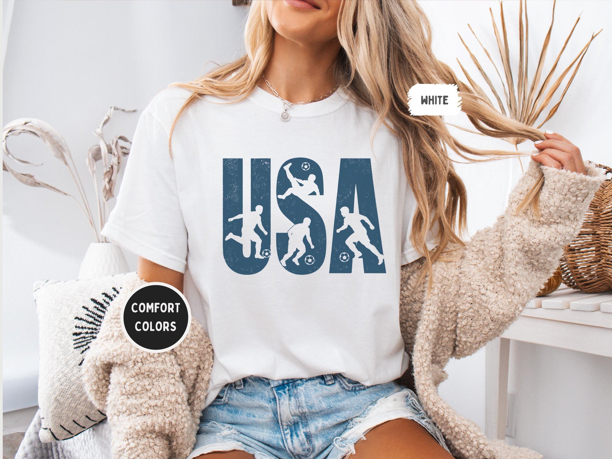 Usa Soccer Comfort Colors Patriotic World Football Fan Tee Cup Soccer Lover (2)