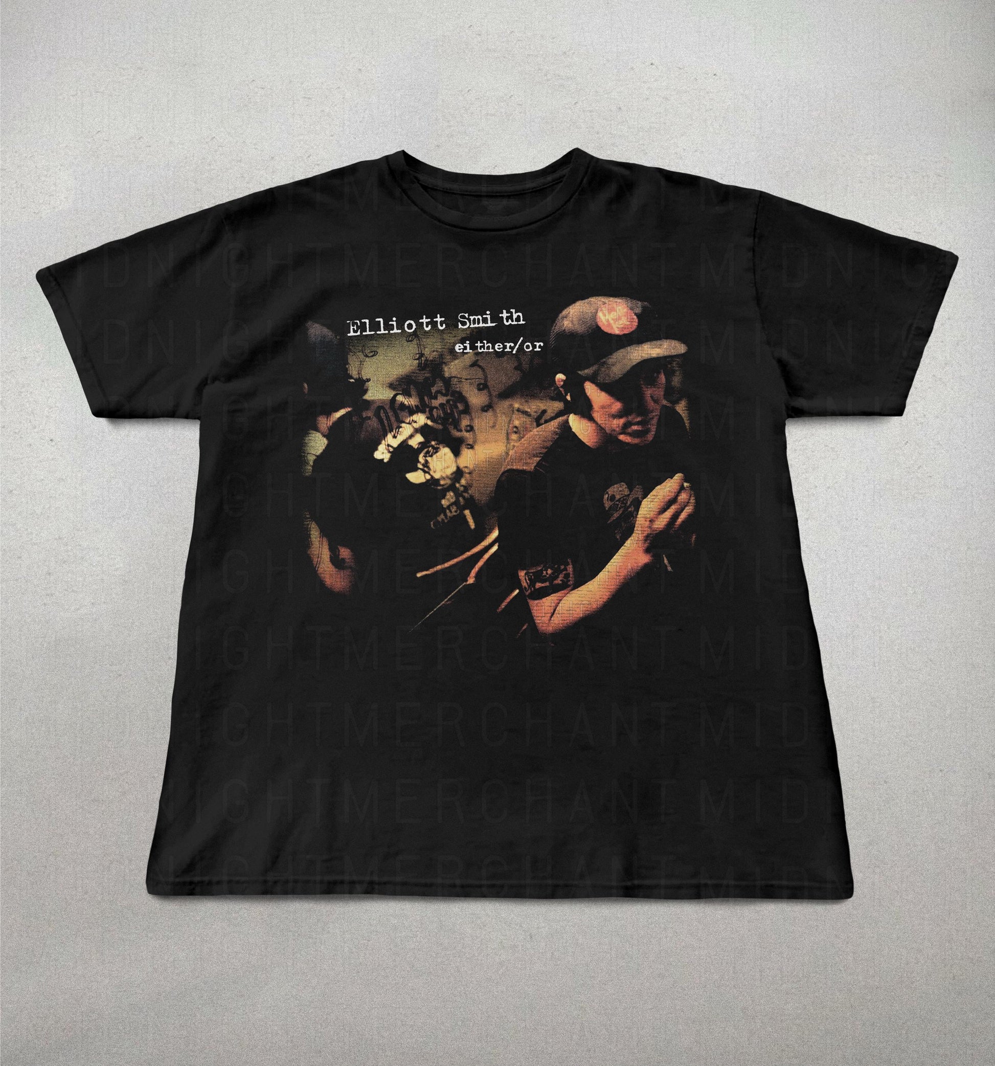 Elliot Smith Either Indie Folk Retro 90s Elliot Smith Alt Rock Tee 90s Band Tee (2)