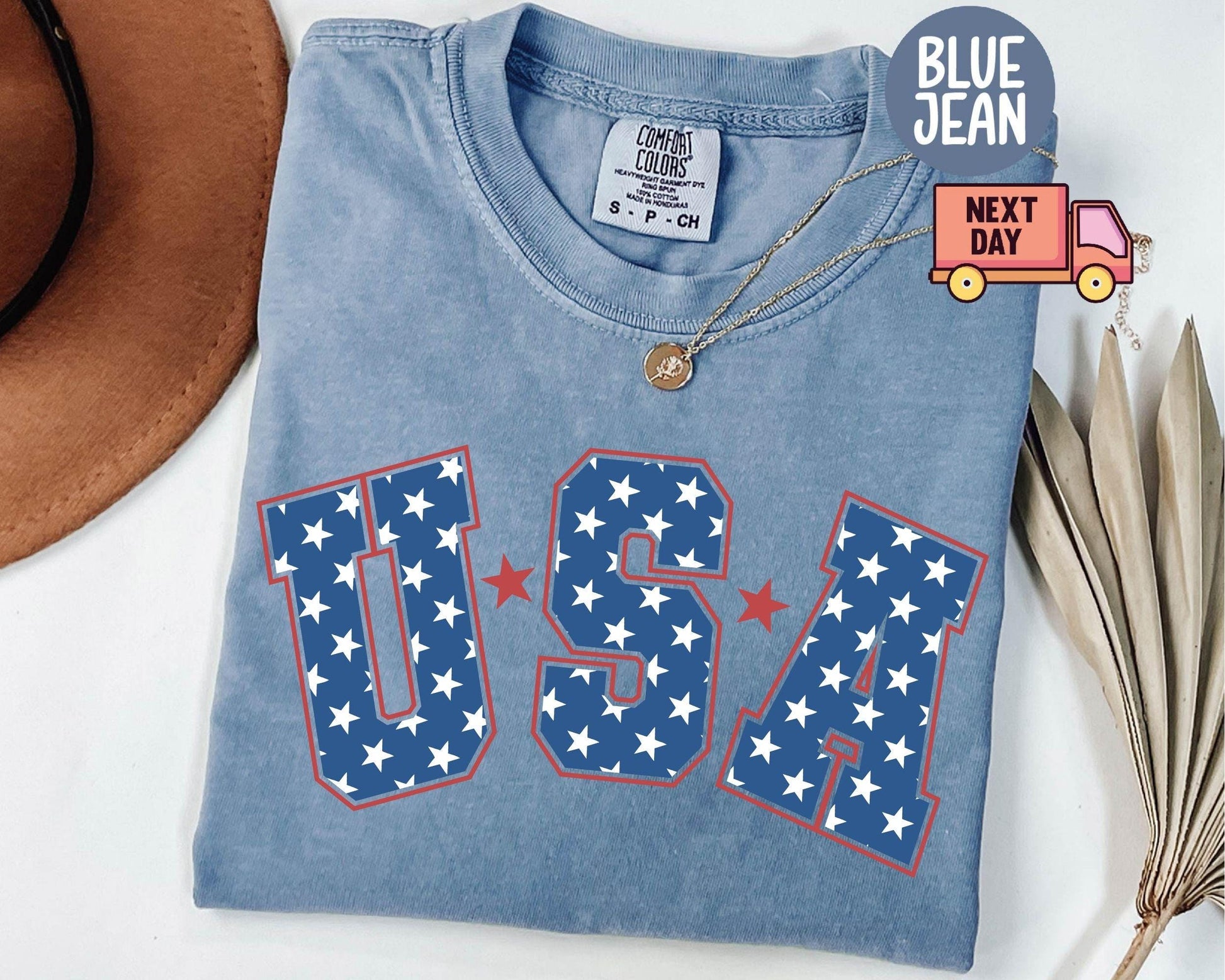 Comfort Colors Retro Star Usa 4th July Star American Retro Usa Merican Girl (2)
