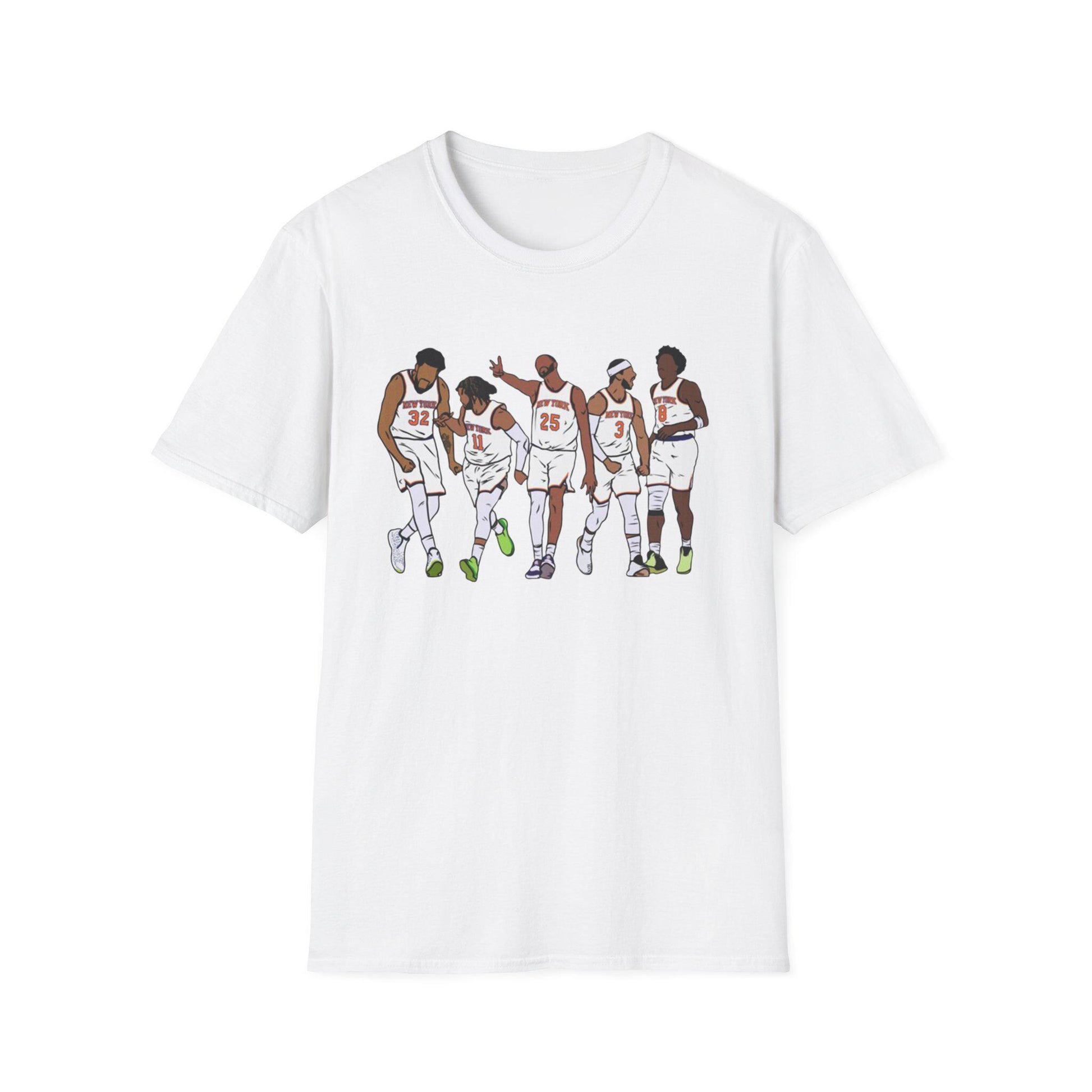 Knicks Starting Five Team York Art Squad Goals White Tee Softstyle Black Champs East (2)
