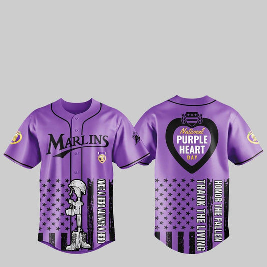 2025 Marlins National Purple Heart Day Jersey - Grishko.com
