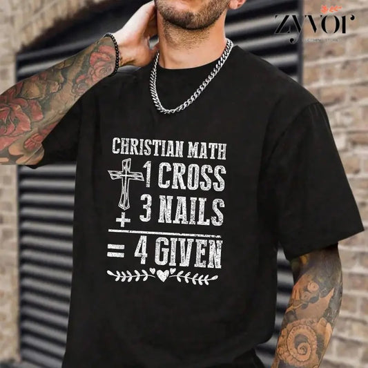 1 Cross 3 Nails 4 Given T-Shirt Casual Style Crew Neck Short Sleeve T-Shirt Tops Trendy for Unisex, Perfect Gift