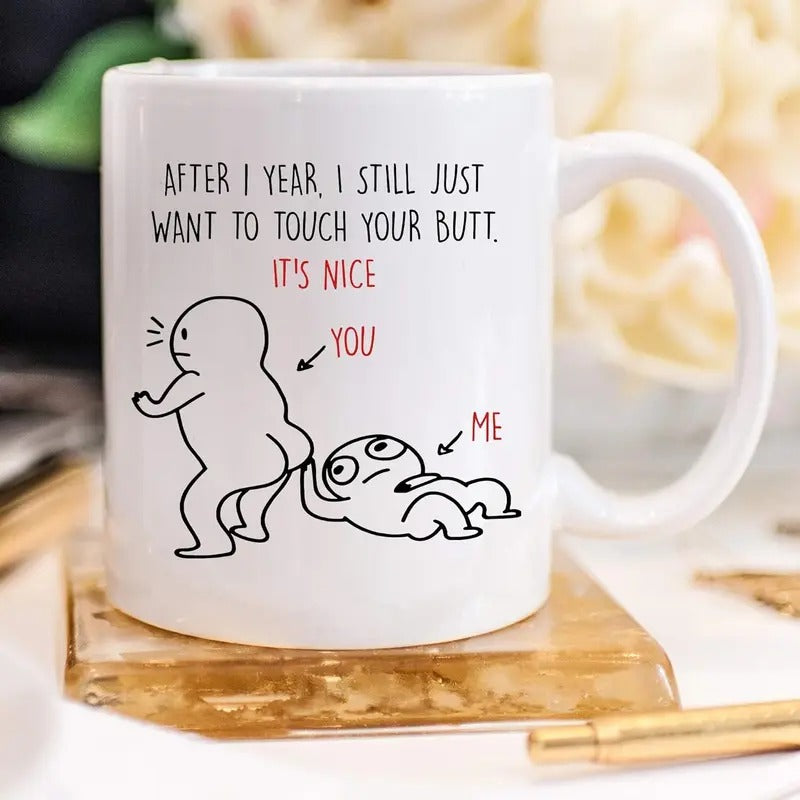 1 Year Anniversary Mug for Boyfriend and Girlfriend, One Year Wedding Anniversary Coffee Mug for Husband and Wife, First Dating Anniversary Cup for Him And Her